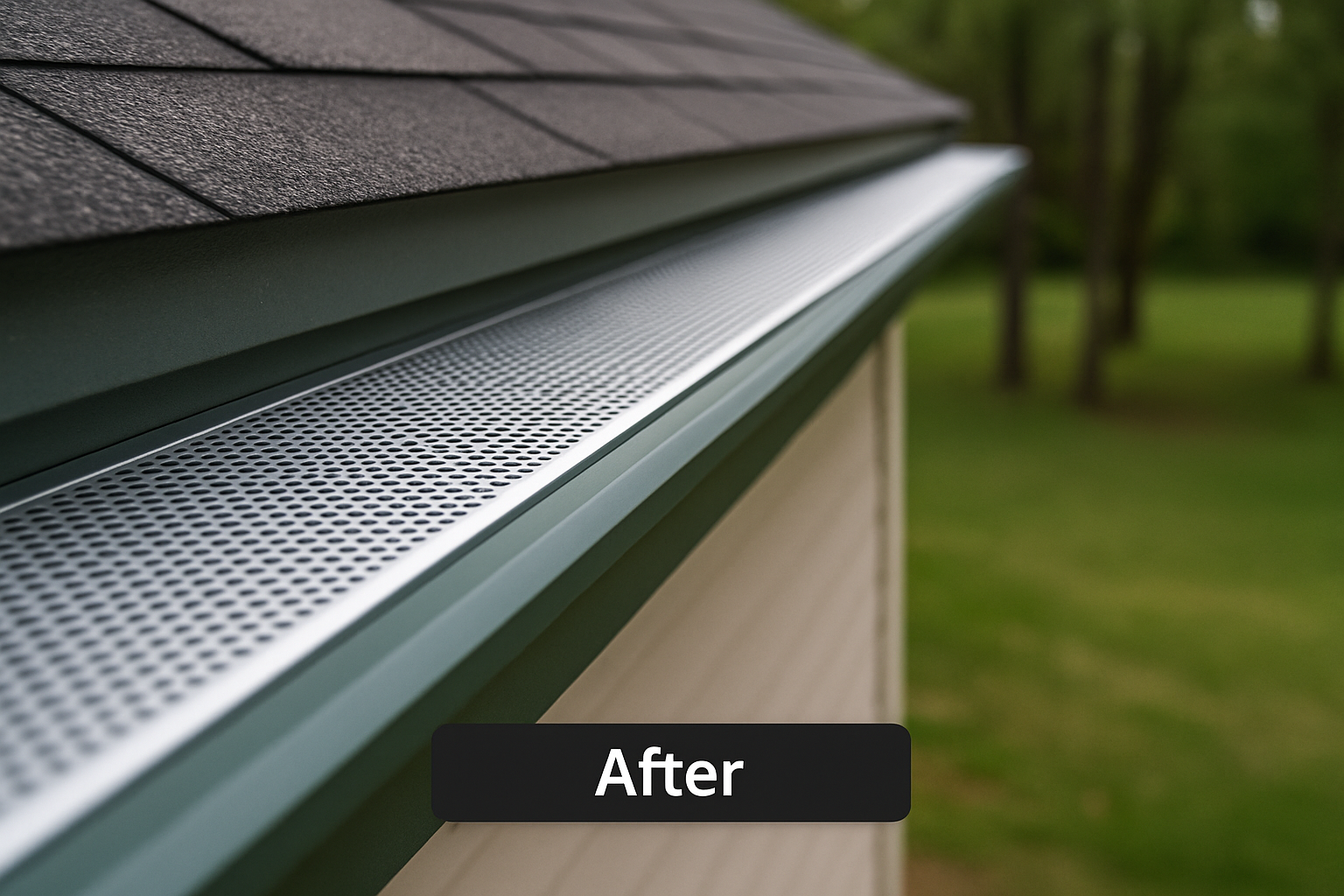 Professional gutter guards installed and functioning properly, keeping gutters clean